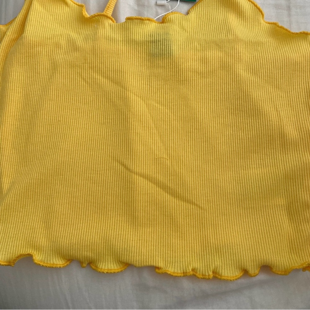 Yellow Lettuce Trim Tank Top